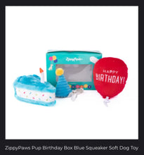 Load image into Gallery viewer, ZippyPaws Pup Birthday Box Squeaker Soft Dog Toy