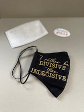 Load image into Gallery viewer, Hamilton “I rather be DIVISIVE” Gold & Black Mask