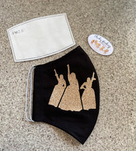 Load image into Gallery viewer, Hamilton (3 different styled) Gold & Black Mask