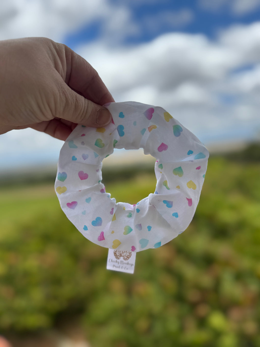 Rainbow Hearts Scrunchie