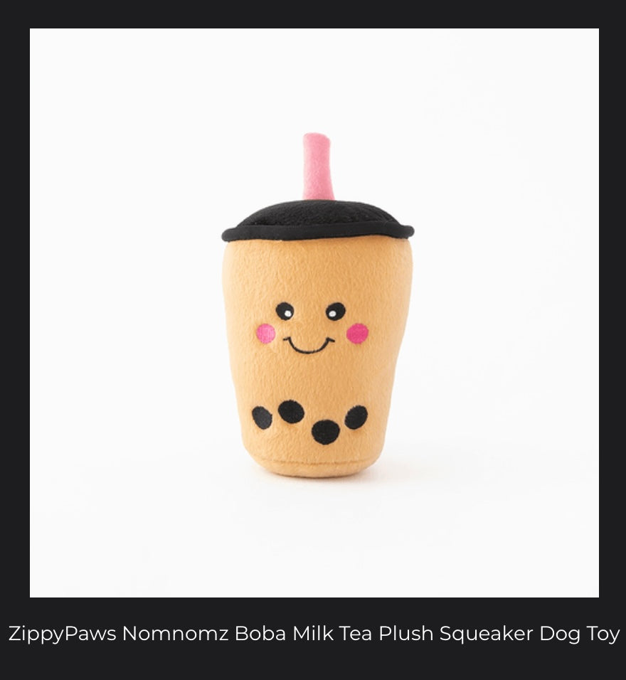 ZippyPaws Nomnomz Boba Milk Tea Plush Squeaker Dog Toy