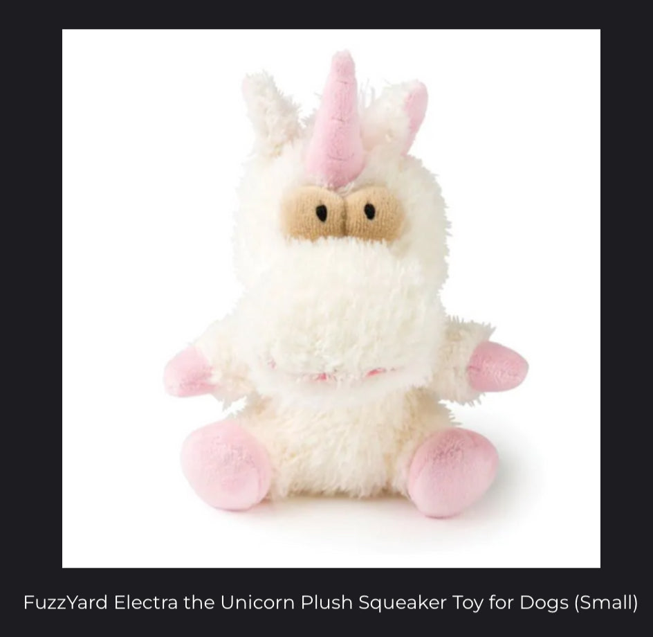 FuzzYard Electra The Unicorn Plush Squeaker Toy For Dogs (Small)