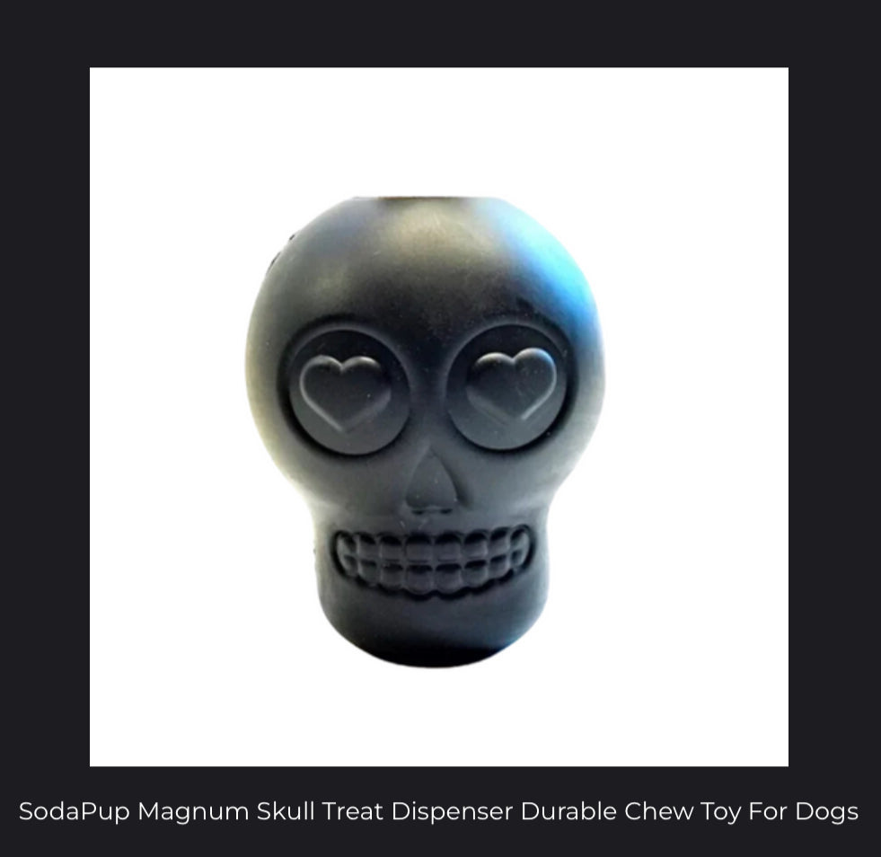 SodaPup Magnum Skull Treat Dispenser Durable Chew Toy For Dogs