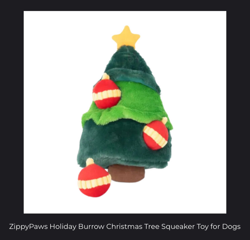 ZippyPaws Holiday Burrow Christmas Tree Squeaker Toy For Dogs