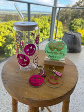 Load image into Gallery viewer, Smiley Faces &amp; Mini Hearts - 16oz Glasses with Bamboo Lid &amp; Glass Straw
