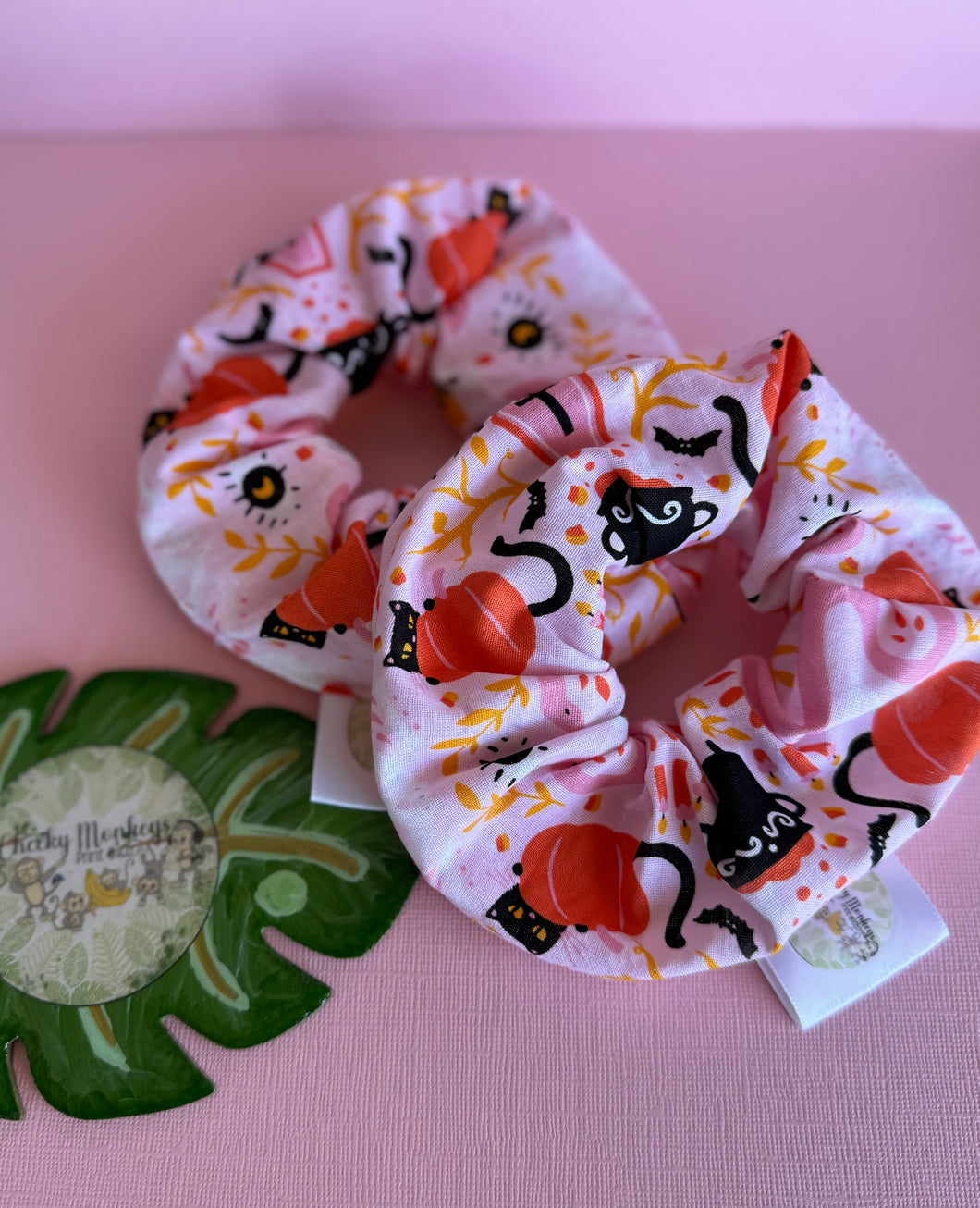 Pink Spooky Cats Scrunchie