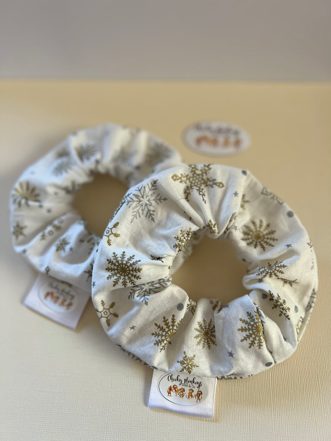 Gold & Sliver Snow Flakes Scrunchie