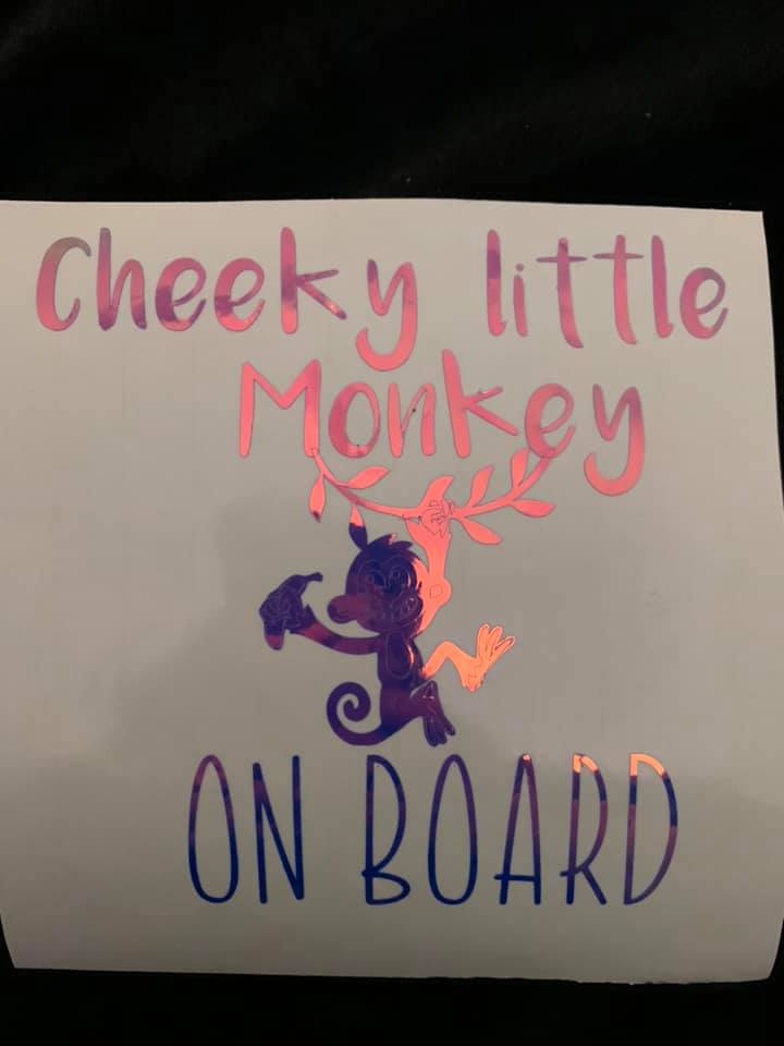 Cheeky Little Monkey On Board Decal