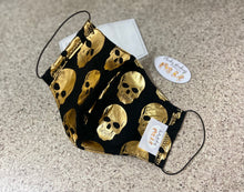 Load image into Gallery viewer, Gold &amp; Black Skulls Mask
