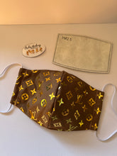 Load image into Gallery viewer, Brown Louis Vuitton Style Mask
