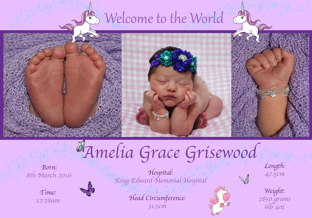 Unicorn Themed Welcome to the World Print