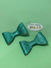 Load image into Gallery viewer, Glitter Blue Bow Clips - 2 Pack
