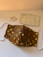 Load image into Gallery viewer, Brown Louis Vuitton Style Mask
