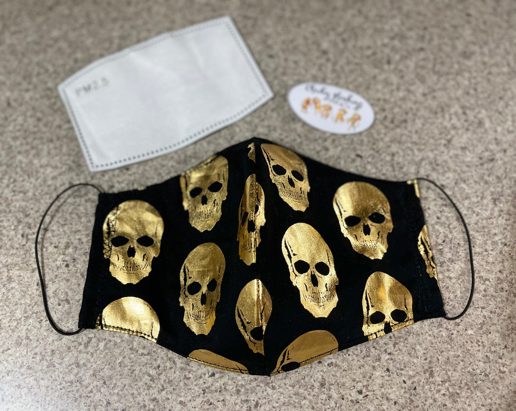 Gold & Black Skulls Mask