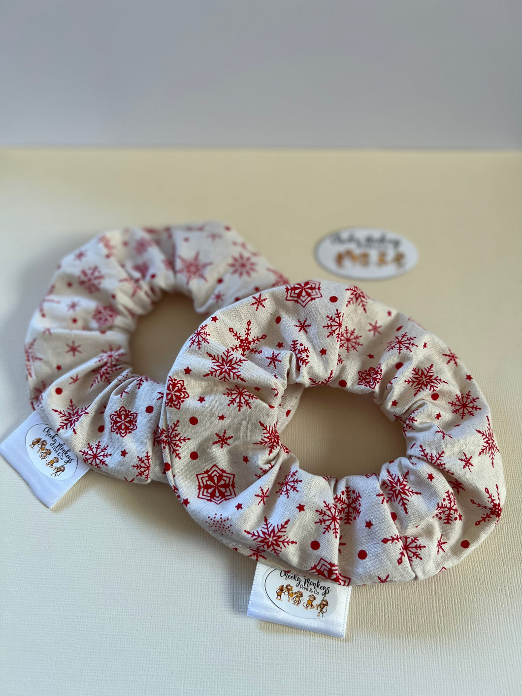 Red Snow Flakes Scrunchie