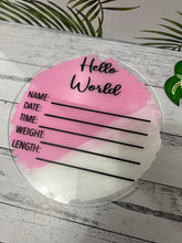 Load image into Gallery viewer, Pink / White Hello World Acrylic Sign
