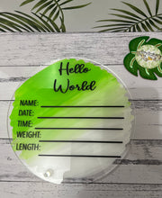 Load image into Gallery viewer, Green / White Hello World Acrylic Sign
