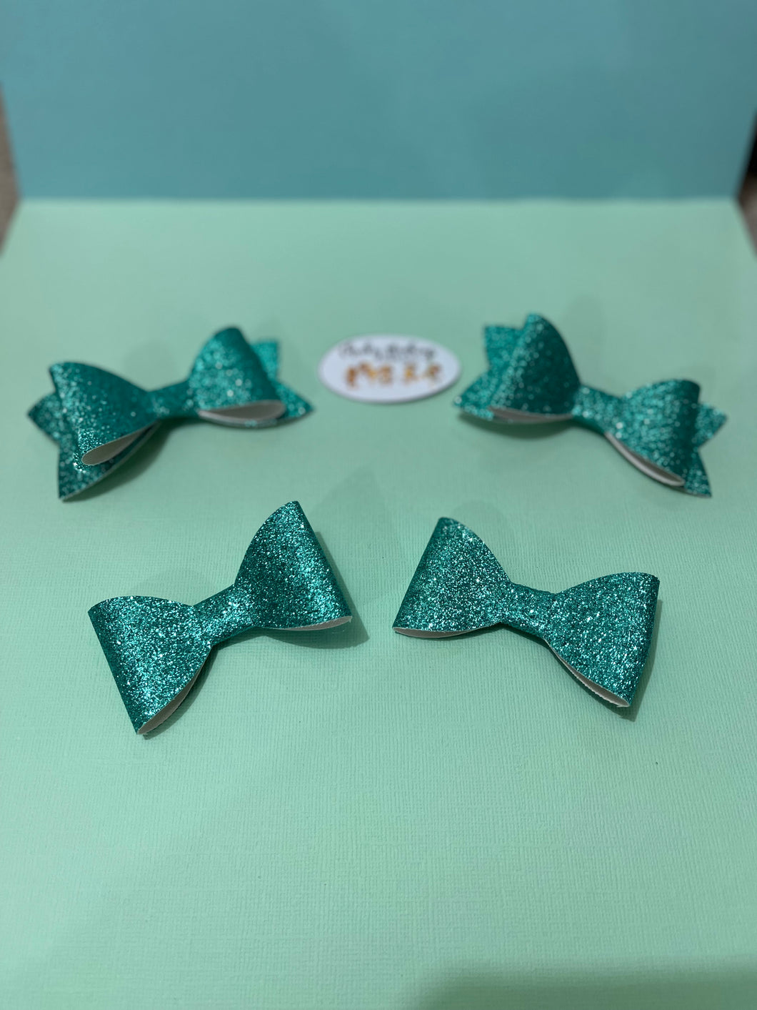 Glitter Blue Bow Clips - 2 Pack