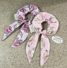 Load image into Gallery viewer, Unicorn - Pale Pink - Bow Scrunchie

