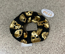 Load image into Gallery viewer, Gold &amp; Black Skulls Scrunchie
