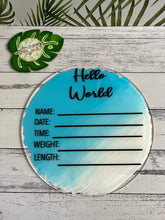 Load image into Gallery viewer, Blue / White Hello World Acrylic Sign
