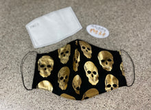 Load image into Gallery viewer, Gold &amp; Black Skulls Mask
