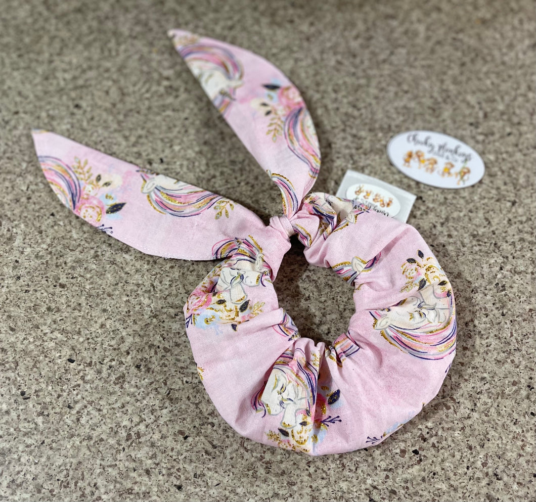 Unicorn - Pale Pink - Bow Scrunchie