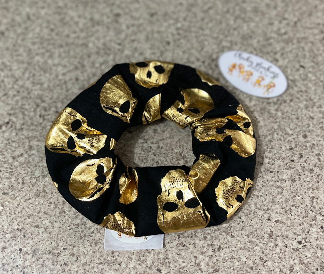 Gold & Black Skulls Scrunchie